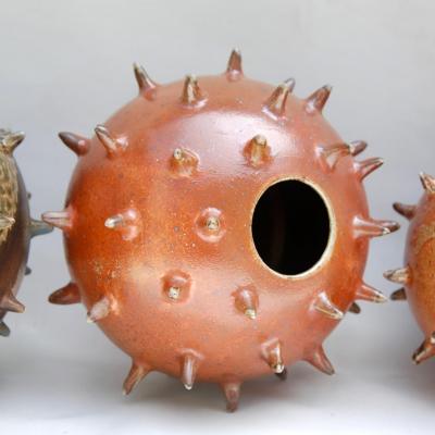 vase ronde avec piques, orange
